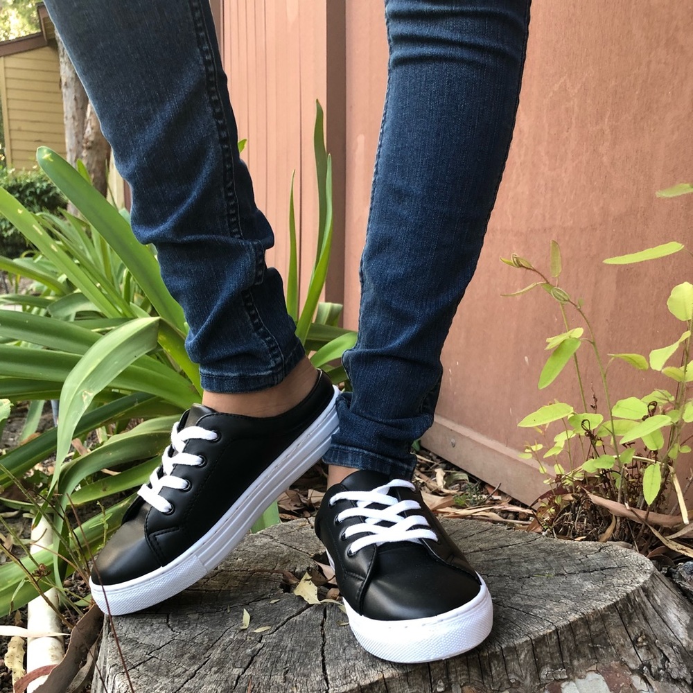 Black and White Lace Up Mule 👟 Sneakers - Picture 6 of 8